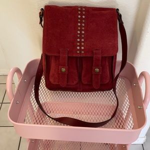 Patricia Nash red suede messenger bag